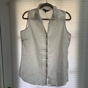 Women’s Ellen Tracy Sleeveless blouse white linen